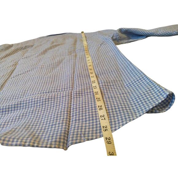 Men's Blue Slim Fit Long Sleeve Gingham Linen Shirt Size Large - NWT - Picture 7 of 9